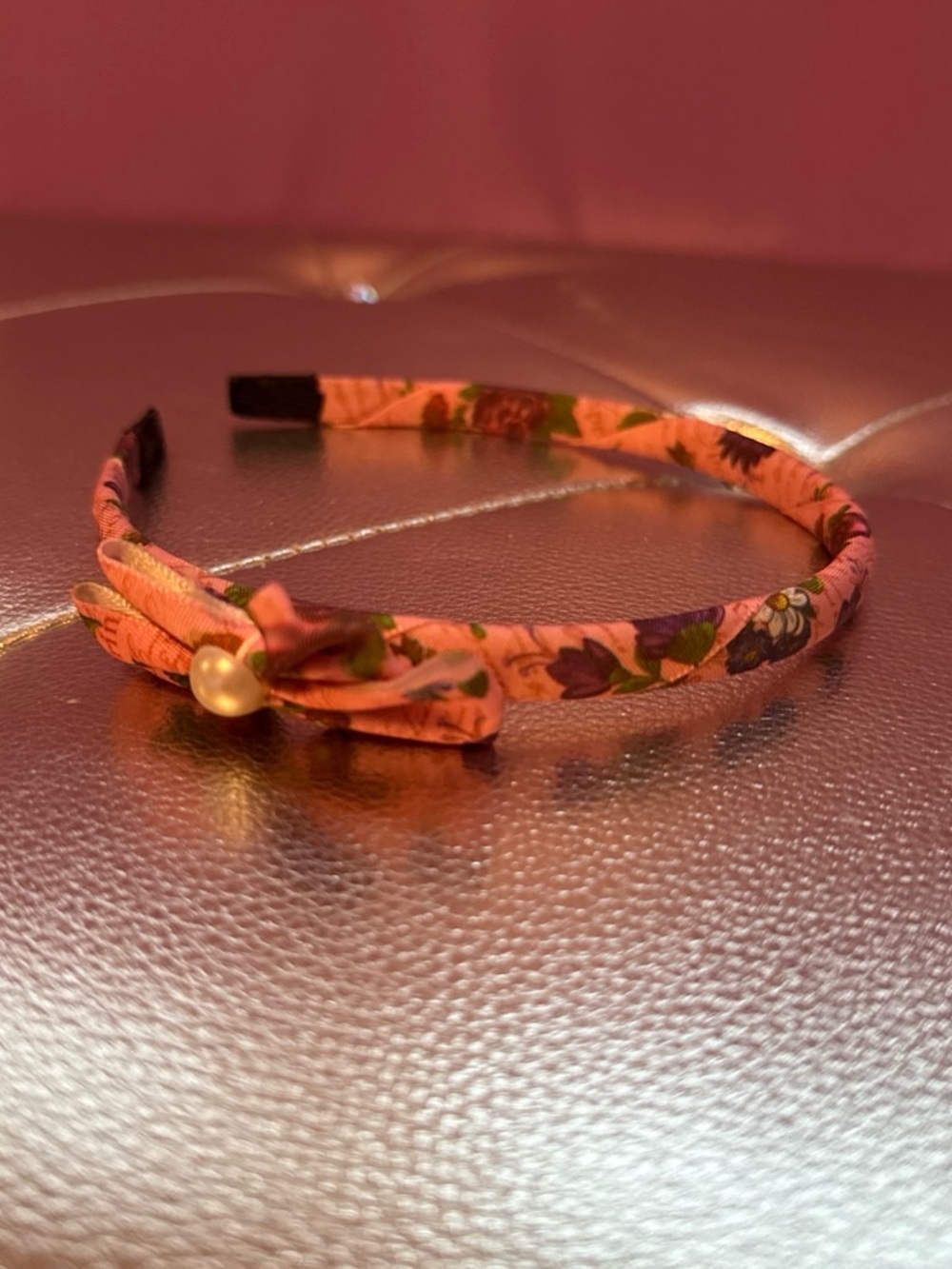 The Children's Place Pink Floral Bow Headband with Pearl